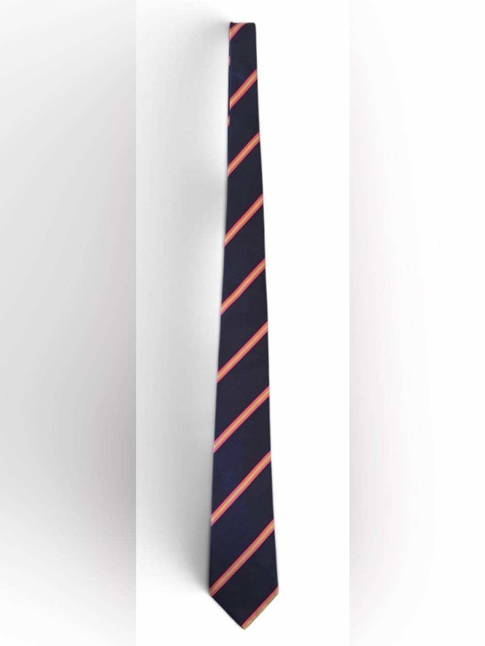 SEAWARD & STEARN Men's 100% Silk Necktie ENGLAND Luxury STRIPED Navy Blue EUC